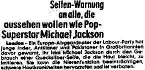 Michael Jackson Seifenwarnung